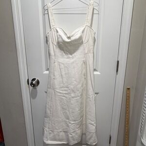 INA Womens Denim Midi Dress Sweetheart Neckline Off-White Size Large